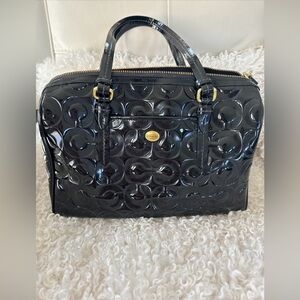 Coach Patent Embossed Leather Handbag Cross Body Black